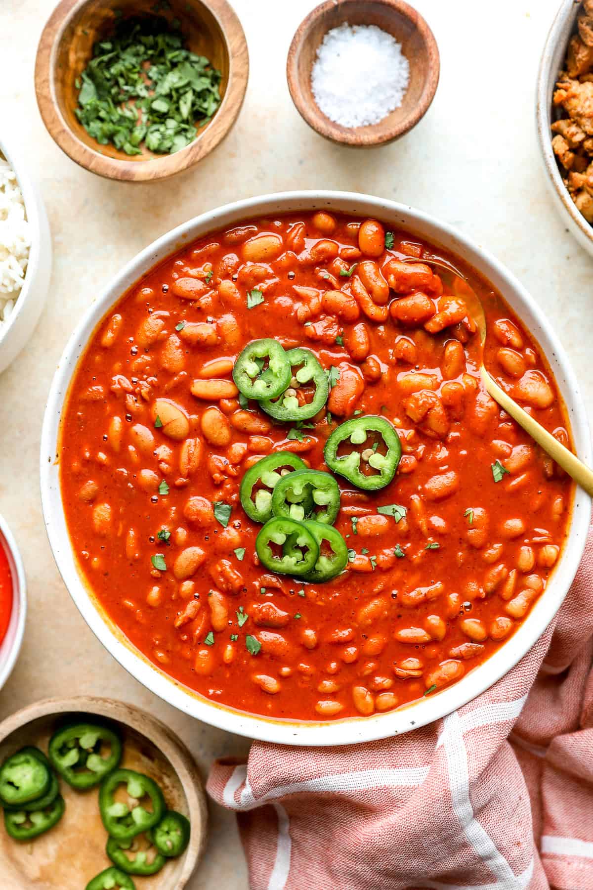 A bowl of Instant Pot pinto beans.
