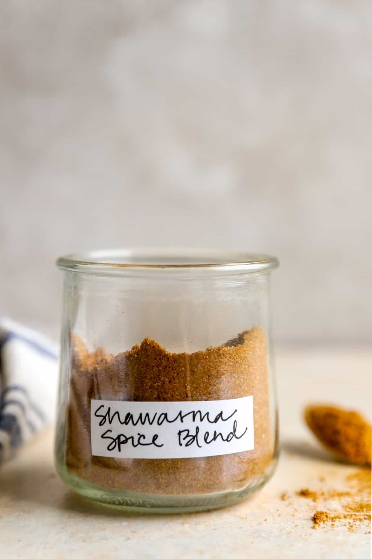 A jar of shawarma spice blend.