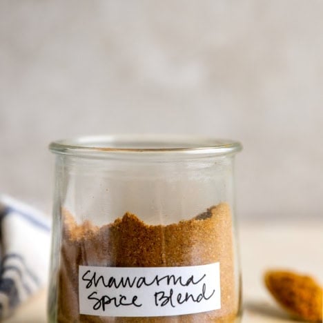 A jar of shawarma spice blend.