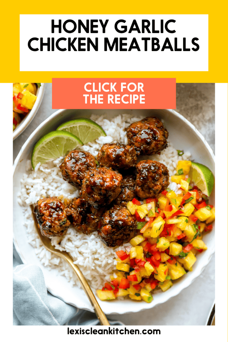 Honey Garlic Spiced Chicken Meatballs with Pineapple Salsa