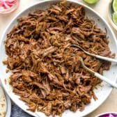 A bowl of shredded beef.
