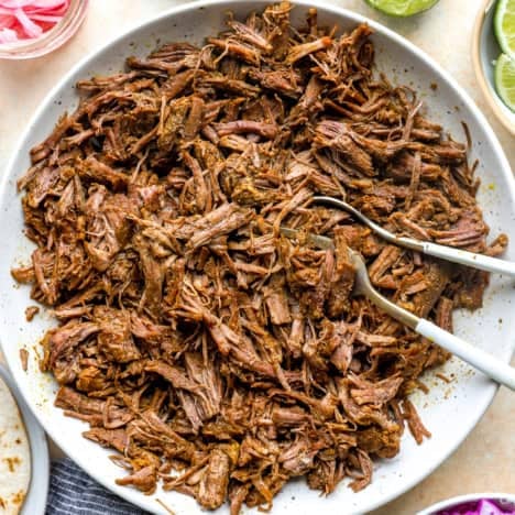 A bowl of shredded beef.