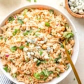 A bowl of buffalo chicken salad.