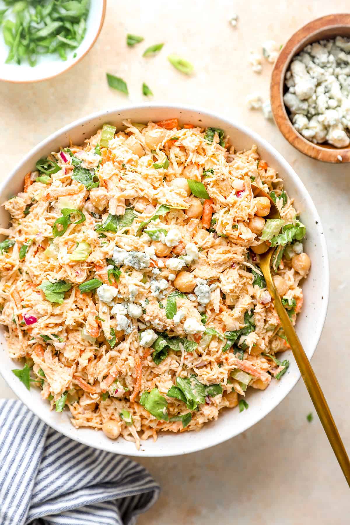 A bowl of buffalo chicken salad.